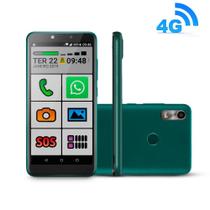 Novo Celular do Idoso 4G verde com Internet e WhatsApp letras e números grandes 32GB