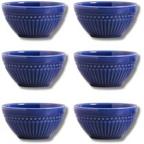 NOVO Conjunto com 6 Bowls de Cerâmica Roma Azul Navy - 367 ml - PORTO BRASIL