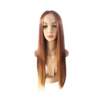 Novo estilo peruca para mulheres marrom e ouro piano longo peruca de cabelo reto com franja longa