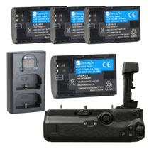 NOVO Kit Battery Grip BG-R10 + 4 Baterias LP-E6NH + Carregador Duplo USB Para Canon - Memorytec