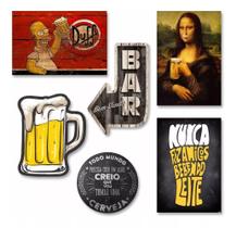 Novo Kit com 6 placas decorativas em MDF - Churrasco - Bebidas - Cerveja - R+ ADESIVOS