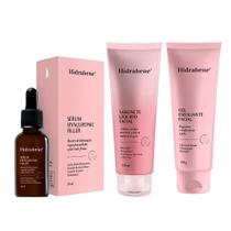 NOVO Kit Hidrabene Skin Care Cuidado Facial Sérum Hialurônico + Limpeza + Esfoliante