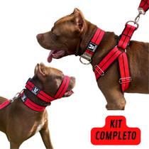 Novo Kit Premium Peitoral Focinheira Coleira e Guia Para Cachorros Raças Medias e Grande