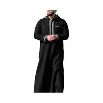 Novo marroquino thobe manga comprida bordado capuz design homem muçulmano abaya homem solto islâmico Novo marroquino thobe manga comprida bordado capuz design homem muçulmano abaya homem solto islâmico