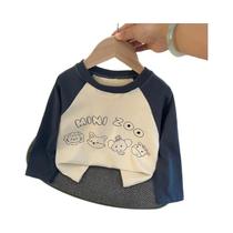Novo outono meninas e meninos manga longa camiseta base camisa carta estilo coreano crianças roupas