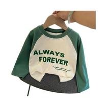Novo outono meninas e meninos manga longa camiseta base camisa carta estilo coreano crianças roupas