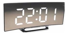 Novo Relógio Digital Curvado Espelho Mesa Alarme Sono Casa - New