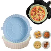 Novo silicone para fritadeira de ar bandeja de cozimento pote reutilizável ultra fino airfryer cesta de silicone pizza e