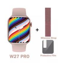 Novo SmartWatch W27 Pro Série 7 Tela 1,81 Lançamento NFC, SIRI + Pulseira E Película Rosa