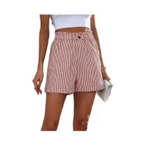 Novo verão casual bolso listrado shorts casuais roupas femininas Novo verão casual bolso listrado shorts casuais roupas femininas