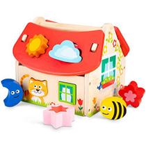 Novos brinquedos clássicos Madeira Forma Sorter Casa Brinquedos Educacionais e Brinquedo de Percepção de Cor para Crianças Da Pré-Escola Crianças Meninas Multi Color Shape Sorting House