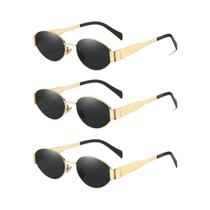 Novos Óculos de Sol para Mulheres e Homens, Óculos de Sol em Liga Metálica com Formato Oval Novos Óculos de Sol para Mulheres e Homens, Óculos de Sol em Liga Metálica com Formato Oval