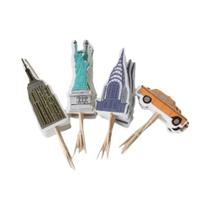 Novos Topos De Bolo De Cupcake Tema Estátua Da Liberdade De Nova York E Táxi Amarelo, Conjunto De Novos Topos De Bolo De Cupcake Tema Estátua Da Liberdade De Nova York E Táxi Amarelo, Conjunto De