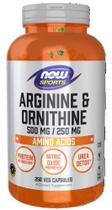 NOW Sports Nutrition, Arginina e Ornitina 500/250 mg, Aminoácidos, 250 Veg Cápsulas