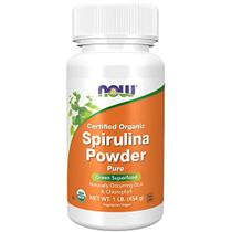 NOW Suplementos, Orgânico Certificado, Spirulina em Pó, Rico em Beta-Caroteno (Vitamina A) e B-12 com GLA e Clorofila que ocorrem naturalmente, 1-Pound