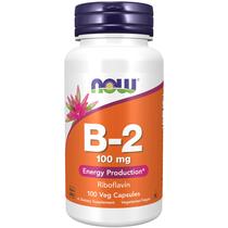 NOW Suplementos, Vitamina B-2 (Riboflavina) 100 mg, Produção de Energia*, 100 Cápsulas Veg