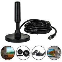 ntena Digital Amplificada Interna e Externa 5 Metros Base Imã Prova d'água 4DBI HDTV/UHF/VHF - Lelong