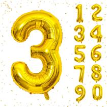 Number Balloons Beeyaky 40 cm Gold Mylar Foil para aniversário