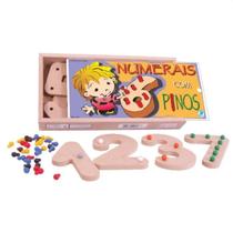 Numerais com pinos com 55 peças em madeira - simque - 248