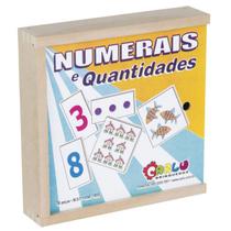 Numerais e quantidades com 30 peças em madeira carlu - 1055