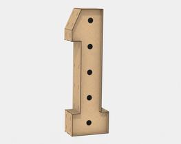 Número 1 Letra Caixa Grande MDF 80cm Altura Furo Iluminação Número 1 Letra Caixa Grande MDF 80cm Altura Furo Iluminação
