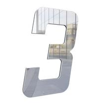 Numero 130mm prata espelhado - 3 - metalmidia Numero 130mm prata espelhado - 3 - metalmidia