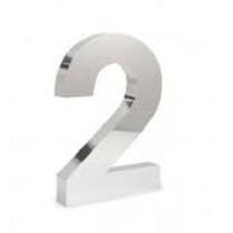 Número 2 de Aço Inox 3d Caixa Alta Polido Brilhante Espelhado 15 cm - Número de casa - Inove Inox