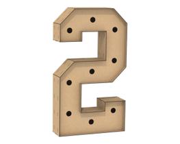Número 2 Letra Caixa Grande Mdf 90Cm Altura Furo Iluminação