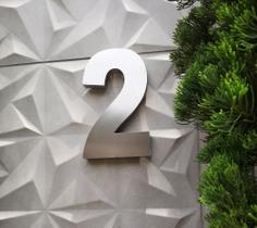 Número 2 residencial em aço inox 30cm Casa Portão 3d- Estoque disponível