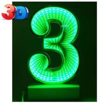 Numero 3 Decorativa Luzes LED Espelhada Túnel 3D Para Decoração Iluminação Ilustrativo - 541203VD Numero 3 Decorativa Luzes LED Espelhada Túnel 3D Para Decoração Iluminação Ilustrativo - 541203VD