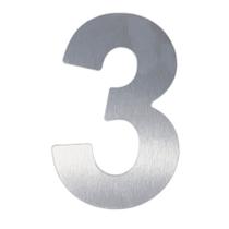 Número 3 em ACM Aço Escovado 125mm - 400-3 - NUMERAL Número 3 em ACM Aço Escovado 125mm - 400-3 - NUMERAL