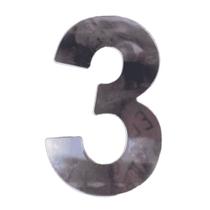 Número 3 em ACM Espelhado 60mm - 360-3 - NUMERAL Número 3 em ACM Espelhado 60mm - 360-3 - NUMERAL