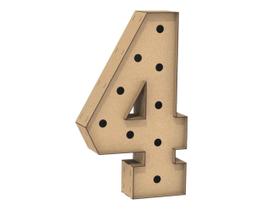 Número 4 Letra Caixa Grande Mdf 90Cm Altura Furo Iluminação