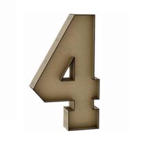 Número 4 Letra Caixa Grande Mdf 90Cm De Altura Decoração