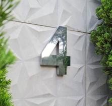 Número 4 residencial em aço inox 30cm Casa Portão 3d- Estoque disponível
