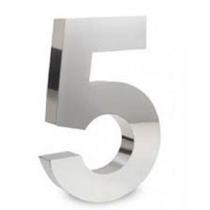 Número 5 de Aço Inox 3d Caixa Alta Polido Brilhante Espelhado 20 cm - Número de casa - INOVE MIX