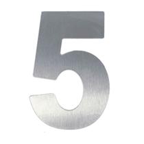 Número 5 em ACM Aço Escovado 125mm - 400-5 - NUMERAL Número 5 em ACM Aço Escovado 125mm - 400-5 - NUMERAL