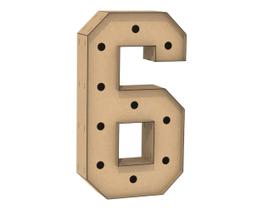 Número 6 Letra Caixa Grande Mdf 90Cm Altura Furo Iluminação