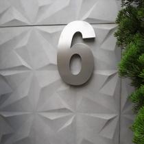 Número 6 residencial em aço inox 15cm Casa Portão 3d- Estoque disponível