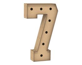 Número 7 Letra Caixa Grande Mdf 60Cm Altura Furo Iluminação