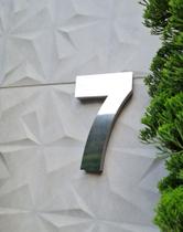 Número 7 residencial em aço inox 30cm Casa Portão 3d- Estoque disponível