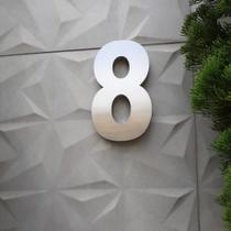 Número 8 residencial em aço inox 30cm Casa Portão 3d- Estoque disponível