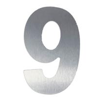 Número 9 em ACM Aço Escovado 125mm - 400-9 - NUMERAL Número 9 em ACM Aço Escovado 125mm - 400-9 - NUMERAL