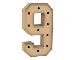 Número 9 Letra Caixa Grande Mdf 100Cm Altura Furo Iluminação