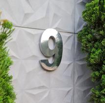 Número 9 residencial em aço inox 30cm Casa Portão 3d- Estoque disponível - Lino Corte a Laser