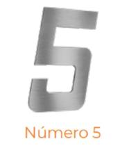 Numero adesivo 5 Prata Escovado 130 mm - Aluminio Leve