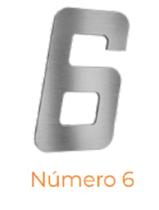 Numero adesivo 6 Prata Escovado 130 mm - Aluminio Leve