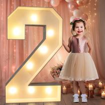 Número da marca Pooqla 3FT LED Light Up Warm White Number 2