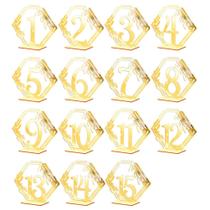 Número da mesa de casamento Ptsygantl Acrílico (1-15) Dourado 10x11,8cm Número da mesa de casamento Ptsygantl Acrílico (1-15) Dourado 10x11,8cm