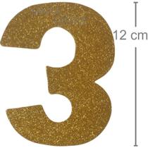 Numero EVA glitter 12cm dourado 3